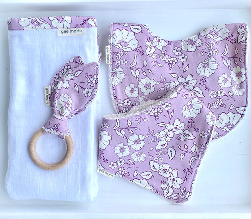 Bib and Teether Set Lilac Dreams