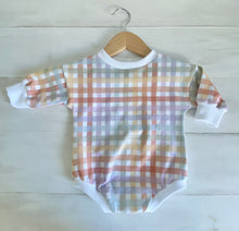 Jumper Romper in Rainbow Check