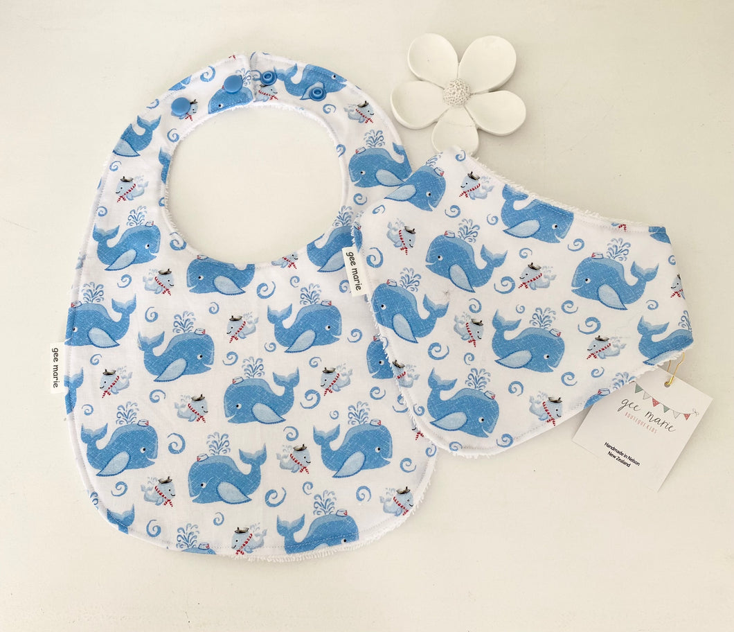 Blue Whale Bib Set