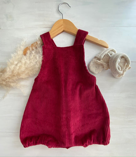 Raspberry Cord Overalls